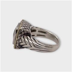 Andrea Candela Sterling Silver 18K Gold Blue Topaz Cushion Ring